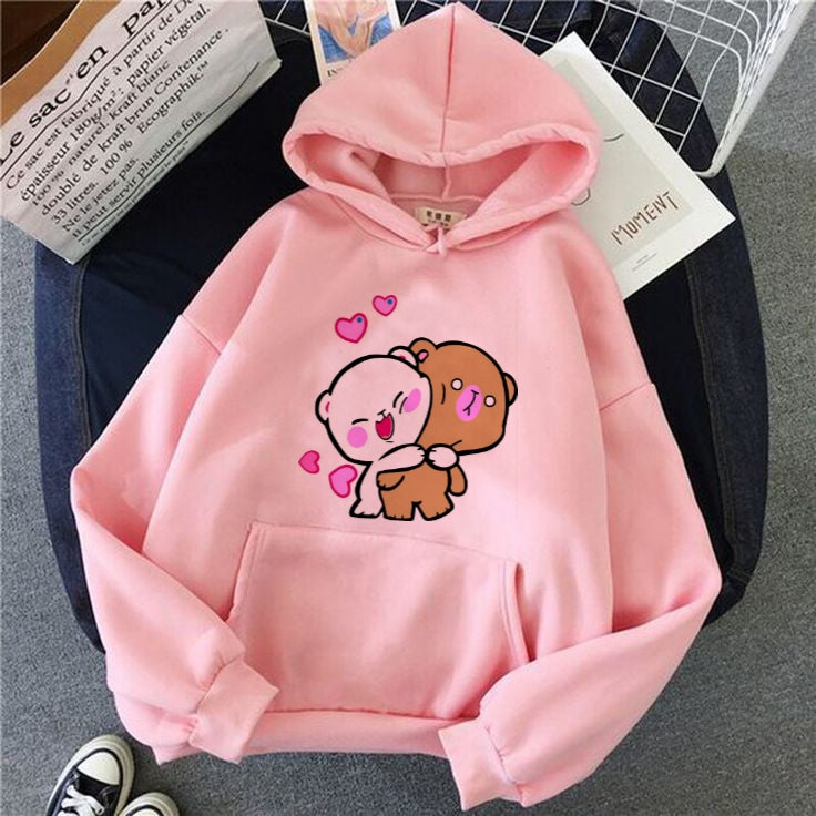 PINK ROMACTIC TEDDY HOODIE