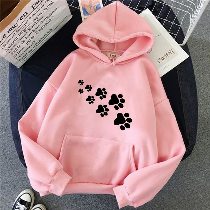 PINK FOOT PRINT HOODIE 