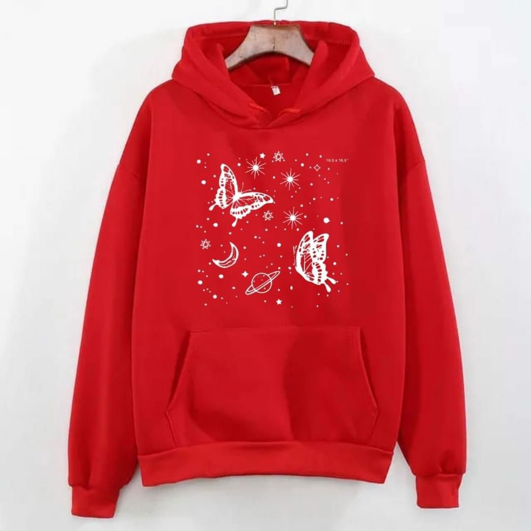 Red Sparkle Butterly Hoodie (KO-HD-0092)