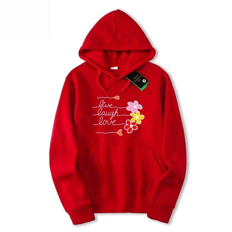 RED LIVE LAUGH LOVE WITH FLOWER HOODIE 