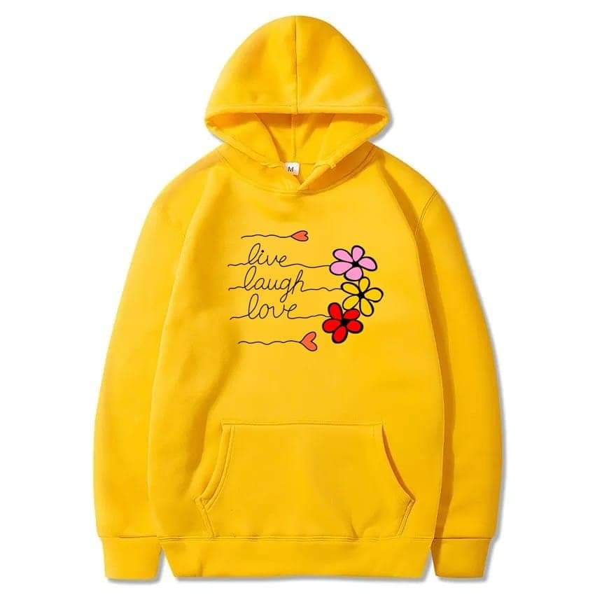 YELLOW LIVE LAUGH LOVE WITH FLOWER HOODIE