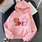 PINK TEDDY WITH HEART HOODIE