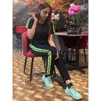 Neon Double Striped Half Sleeves Tracksuit (KO-TS-0052)