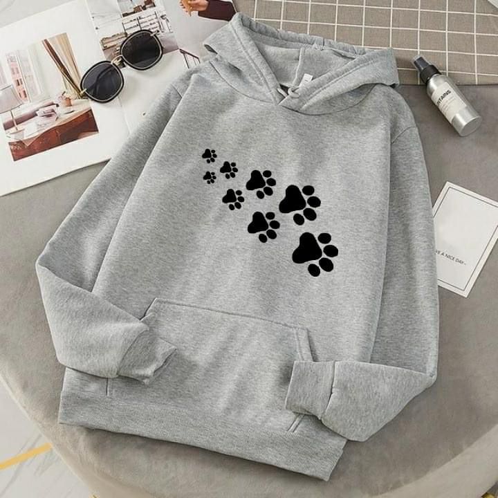 GREY FOOT PRINT HOODIE