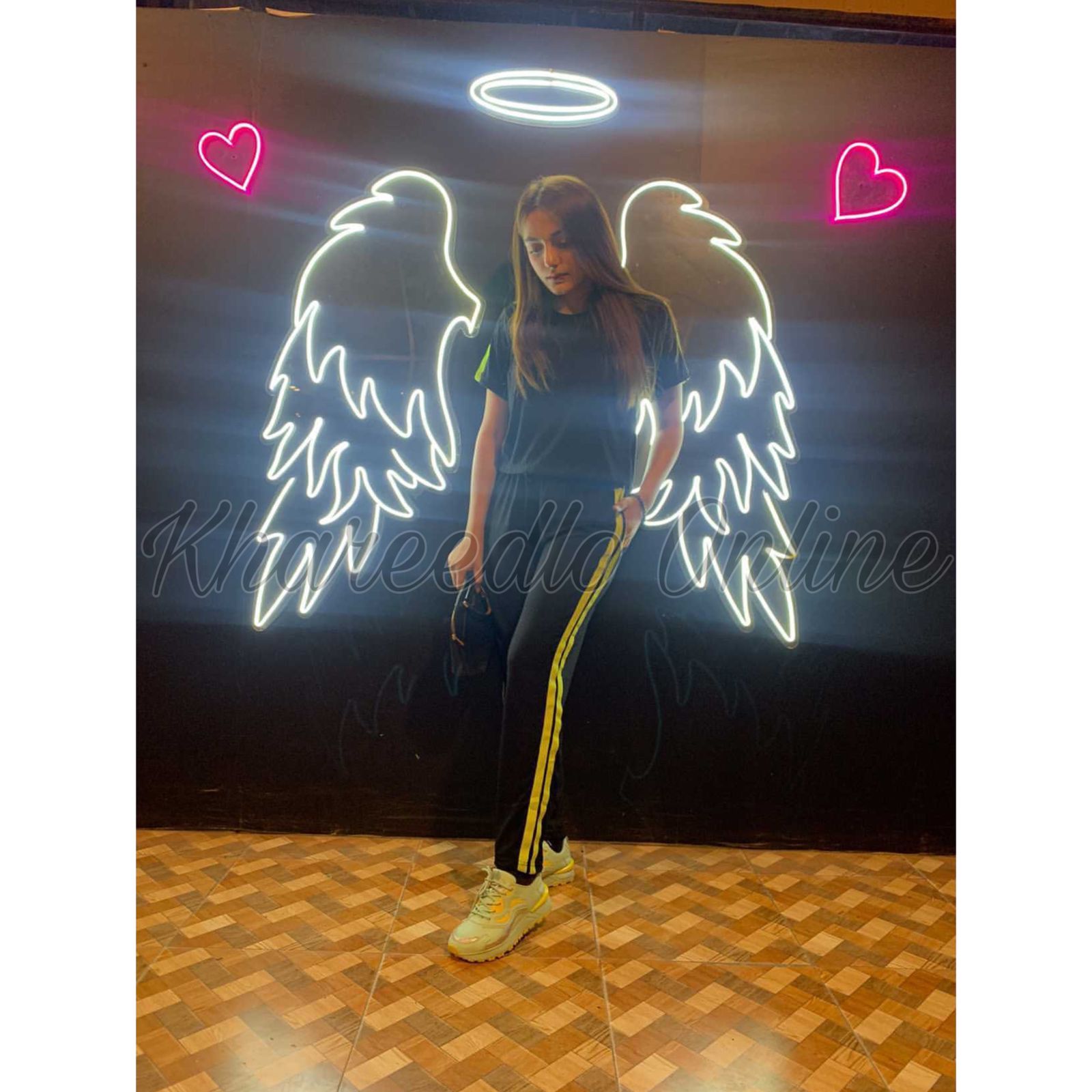 Neon Double Striped Half Sleeves Tracksuit (KO-TS-0052)