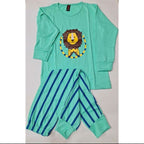 Baby or Baba Sea Green Lion with Stripes Pajama print Night Suit for Kids (1 Pcs) (KO-KNS-228)