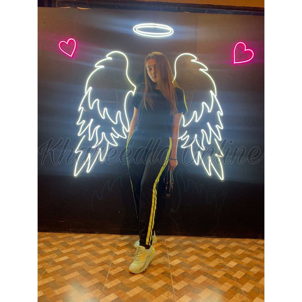 Neon Double Striped Half Sleeves Tracksuit (KO-TS-0052)