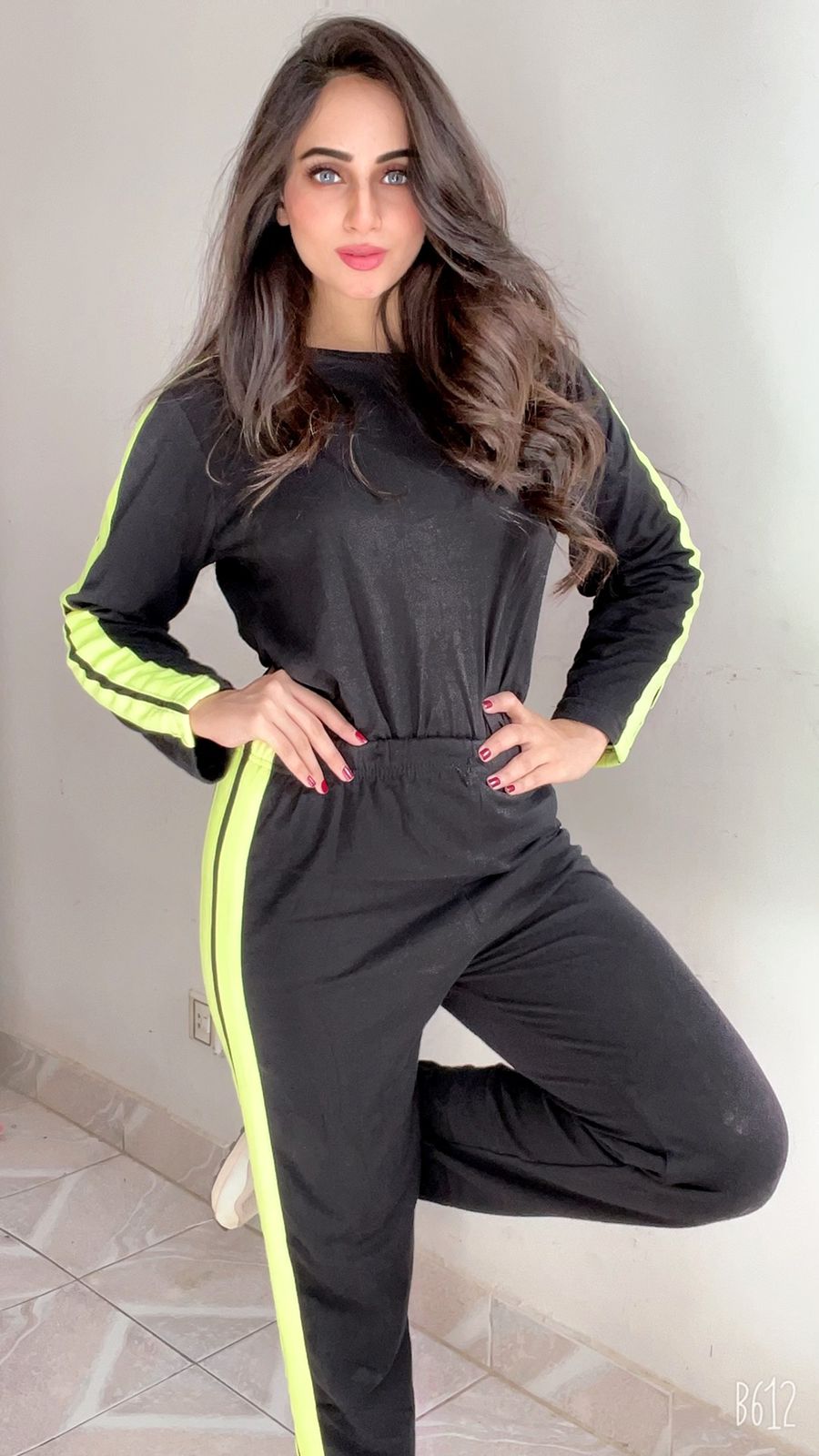 Neon Double Striped Full Sleeves Tracksuit (KO-TS-0053)