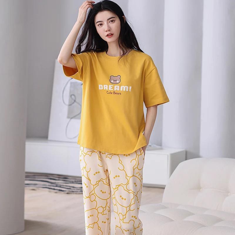 Yellow Dream Bear Shirt With Off White Bears Printed Trouser (KO-NS-488)