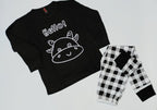 Baby or Baba Black and White Cow with Check Style Pajama Night Suit for Kids (1 Pcs) (KO-KNS-233)