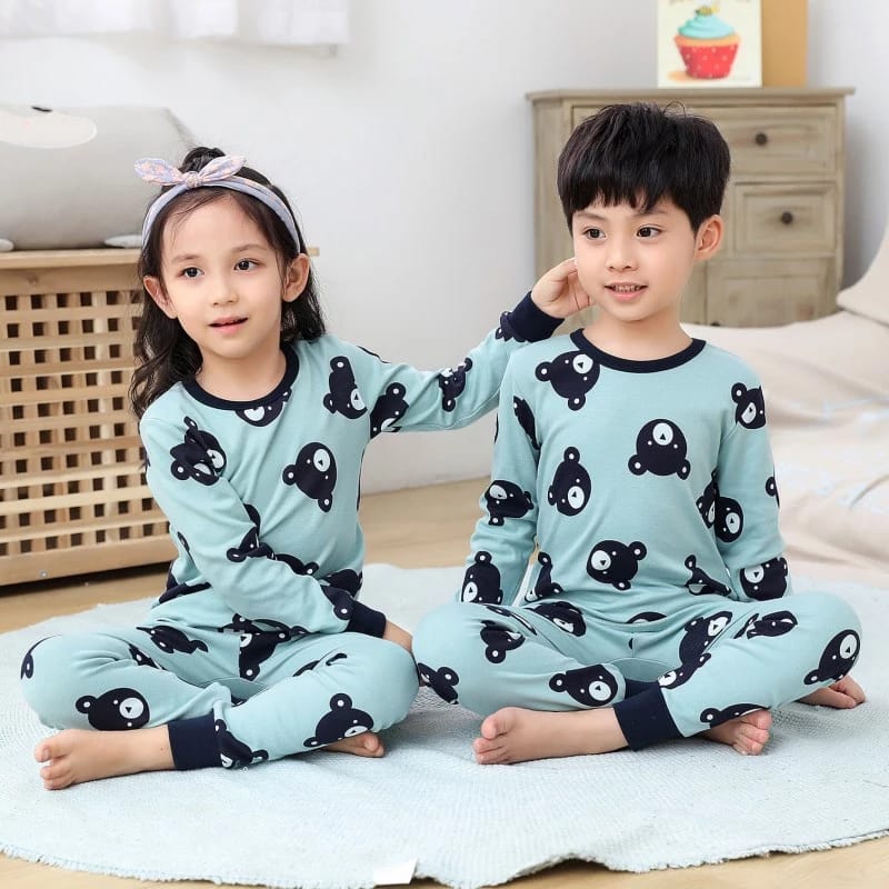 Baby or Baba Blue Bears print Night Suit for Kids (1 Pcs) (KO-KNS-234)