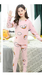 Baby or Baba Pink Rainbow print Night Suit for Kids (1 Pcs) (KO-KNS-225)