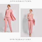 3 Pcs Sleepwear (Sando Shrug Trouser) (Baby Pink) (KO-NS-0270)