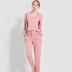 3 Pcs Sleepwear (Sando Shrug Trouser) (Baby Pink) (KO-NS-0270)