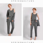 3 Pcs Sleepwear (Sando Shrug Trouser) (Grey) (KO-NS-0272)