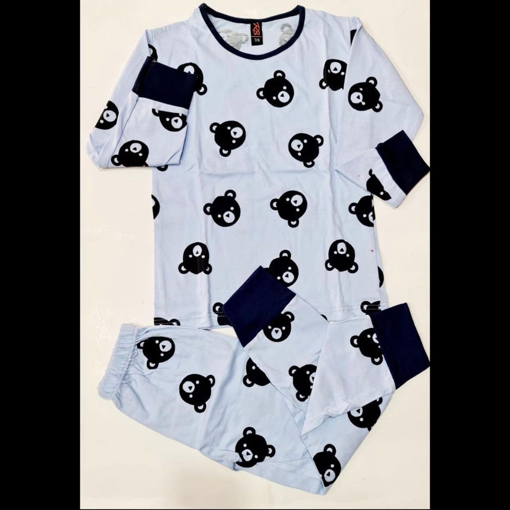 Baby or Baba Blue Bears print Night Suit for Kids (1 Pcs) (KO-KNS-234)