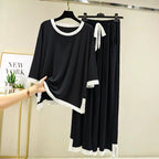 Black & White Stripe Flapper Style Full Sleeves Home Wear (KO-NS-345)