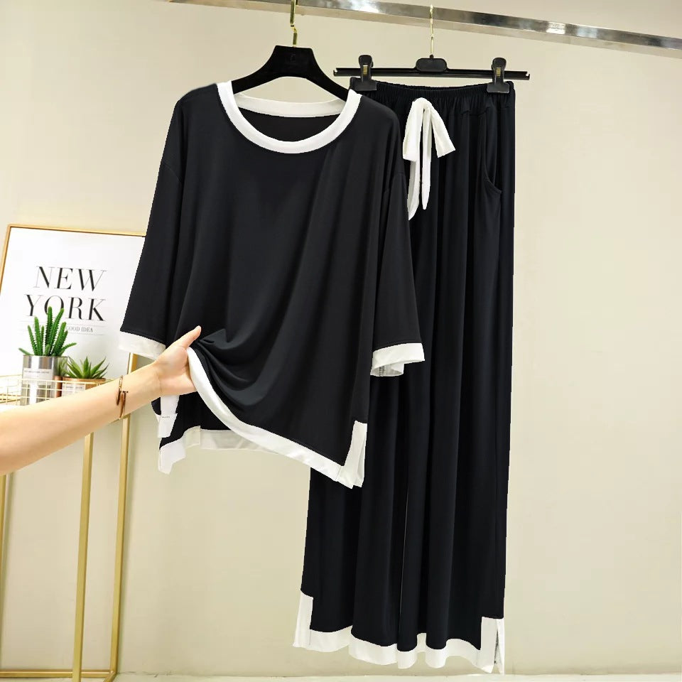 Black & White Stripe Flapper Style Full Sleeves Home Wear (KO-NS-345)