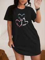 Black Hope Faith Love Print Long Shirt For Women (KO-LS-514)