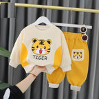 Off White Tiger Print Sweatshirt With Yellow Trouser For Kids (TA-014)