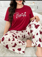 Maroon Butterfly Half Sleeves Printed Shirt with Butterfly Printed Trouser