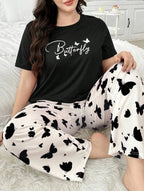 Black Butterfly Half Sleeves Printed Shirt with Butterfly Printed Trouser