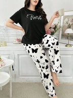 Black Butterfly Half Sleeves Printed Shirt with Butterfly Printed Trouser
