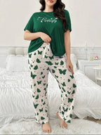Dark Green Butterfly Half Sleeves Printed Shirt with Butterfly Printed Trouser