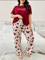 Maroon Butterfly Half Sleeves Printed Shirt with Butterfly Printed Trouser