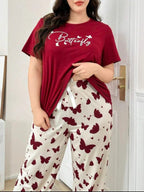 Maroon Butterfly Half Sleeves Printed Shirt with Butterfly Printed Trouser