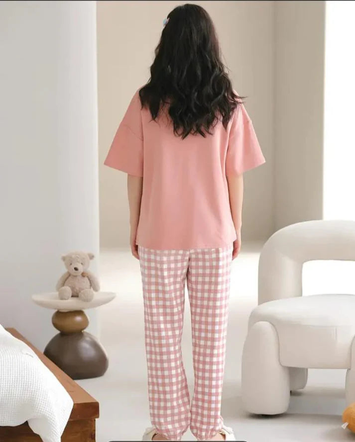 Pink Lovely Three Bears Printed Night Suit