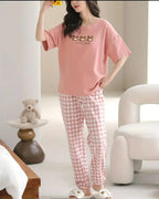 Pink Lovely Three Bears Printed Night Suit