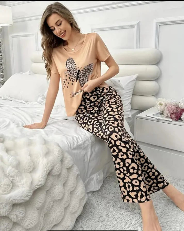 Brown You are Beautiful Butterfly Printed Night Suit