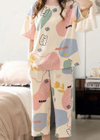 Off white Multi Cute Bears Half Sleeves Night Suit
