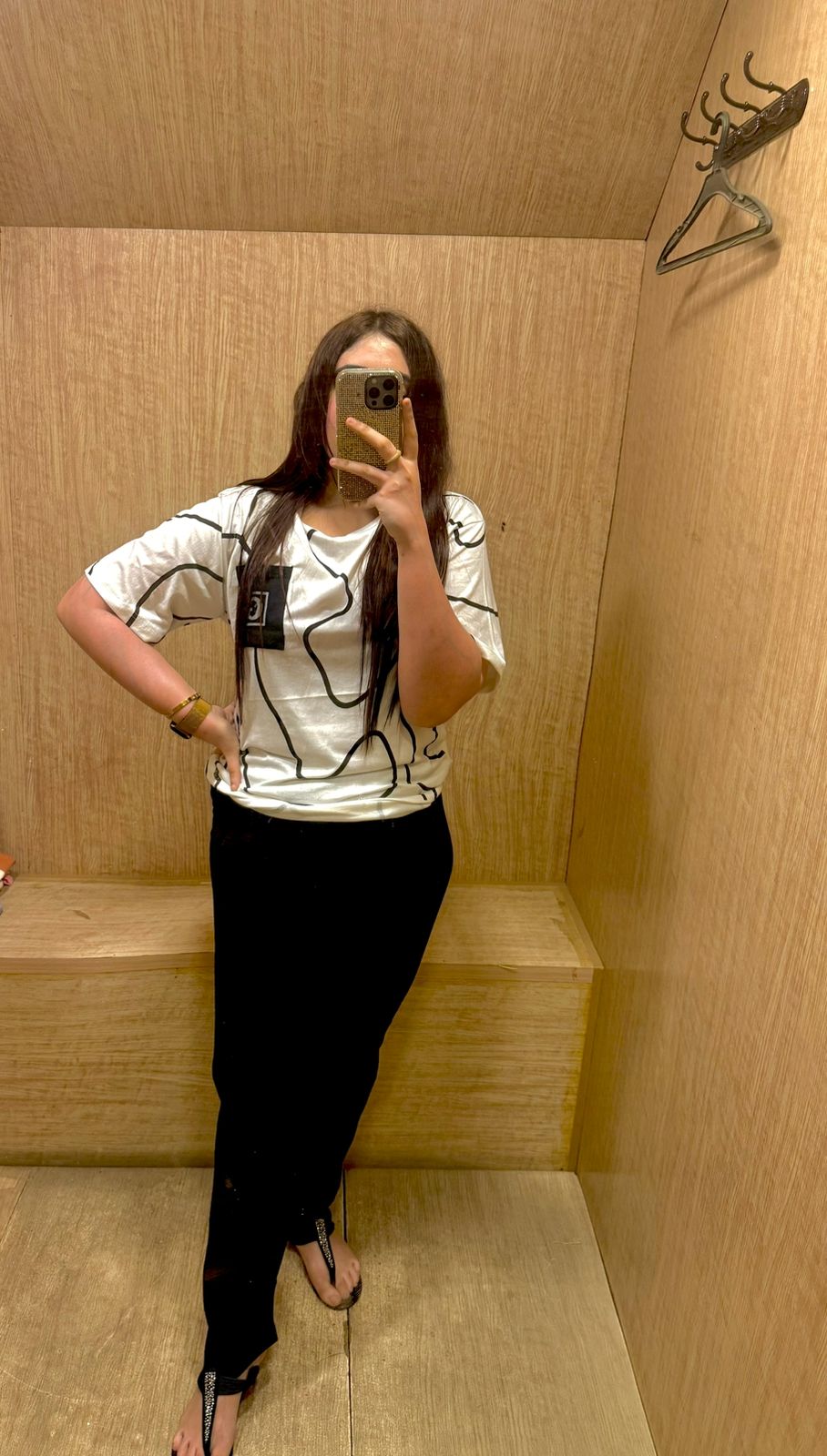 White Black Lining Pocket Printed Half Sleeves T-shirt With Plain Black Pajama Suit