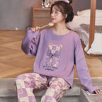 Lilac Give You Heart Lovely Bear Full Sleeves Night Suit