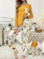 Mustard Pocket Flower With Flower Printed Trouser