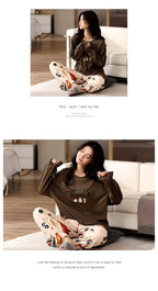 Brown Thanks Print With Flower Printed Trouser