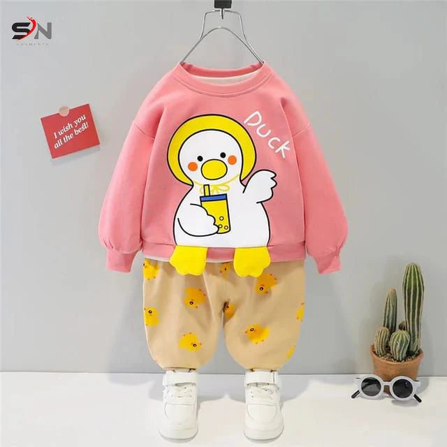 Pink Duck Printed Kids Track Suit