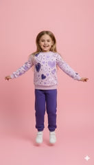 Lilac All Over Heart Printed Kids Track Suit