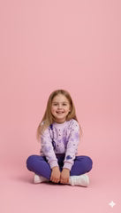 Lilac All Over Heart Printed Kids Track Suit