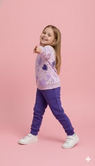 Lilac All Over Heart Printed Kids Track Suit