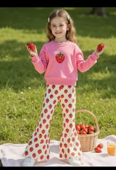 Pink All Over Strawberry Printed Kids Track Suit