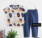 White Multi Bears Print Kids Night Suit (KO-608)