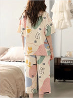 Off white Multi Cute Bears Half Sleeves Night Suit