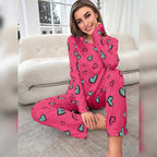 Shocking Pink With Green Herats Print With Hearts Printed Trouser (KO-NS-492)
