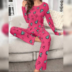 Shocking Pink With Green Herats Print With Hearts Printed Trouser (KO-NS-492)