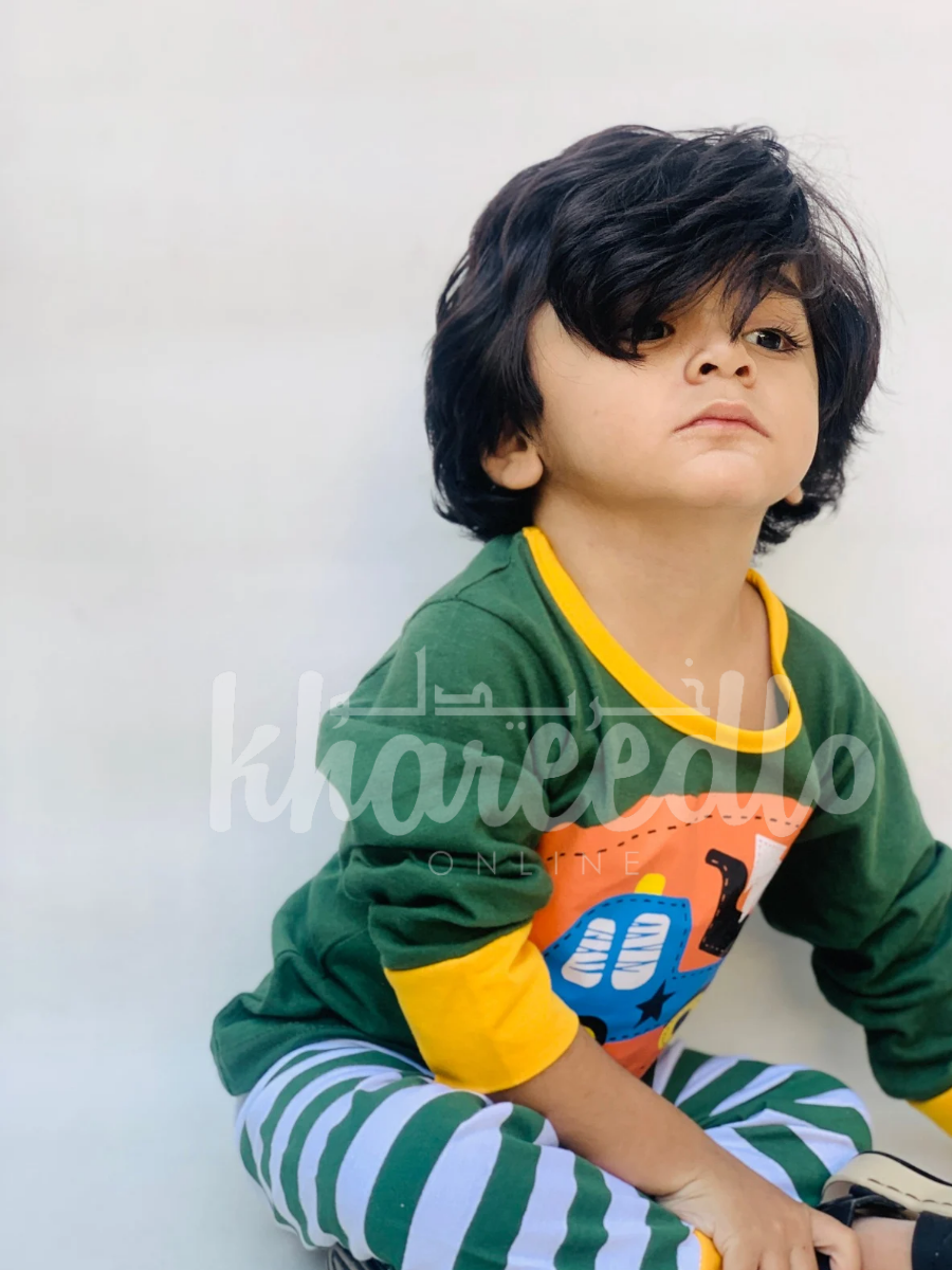 Dark Green Toy Truck Printed Kids Night (KO-602)