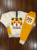 Off White Tiger Print Sweatshirt With Yellow Trouser For Kids (TA-014)
