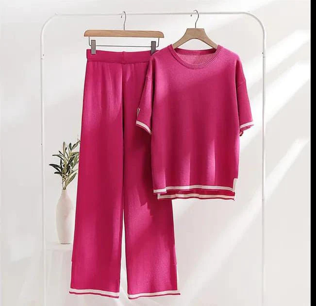 Hot Pink Baggie Style half Sleeves T-shirt With Loose Trouser